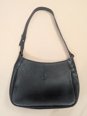 Vintage Trussardi Shoulder Bag Like New Black Pebbled Leather