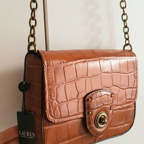Ralph Lauren crossbody bag brown genuine leather new