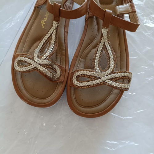 B-soft anatomical women's sandals like new, size 39, brown with gold-silver braid