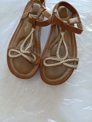 B-soft anatomical women's sandals like new, size 39, brown with gold-silver braid