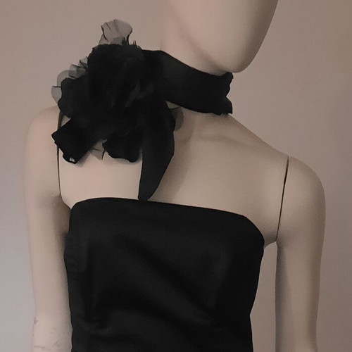 Black satin bustier like new with adjustable width