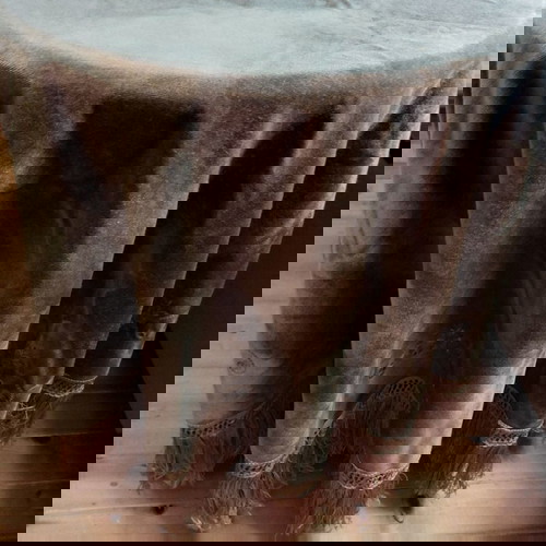 Τραπεζομάντηλο βελούδο ΗΛΙΟΣ με σχέδιο ζακάρ 160 διάμετρο, σαν καινούργιο