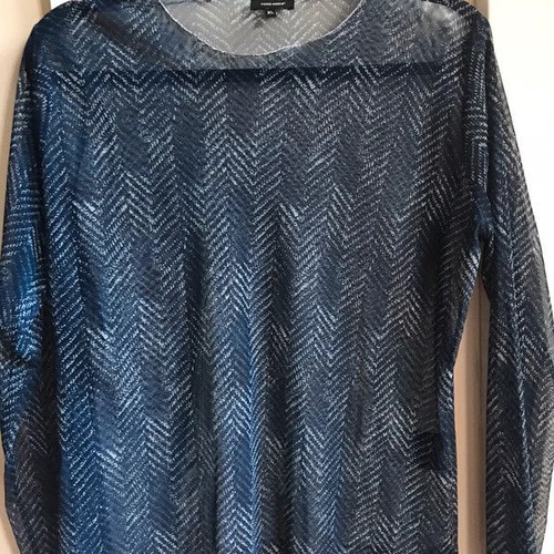 Vero Moda women's transparent long-sleeve blouse like new, white and blue, size XL