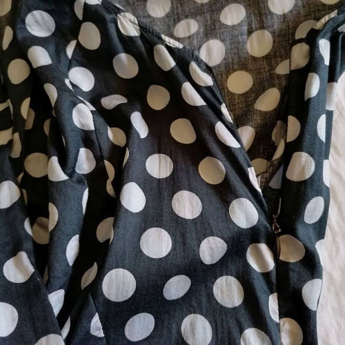 Promod polka dot dress M like new, cotton, black and white