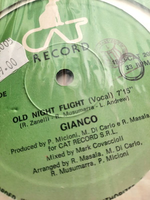 Gianco Old Night Flight 12" vinyl single like new, Italo-Disco