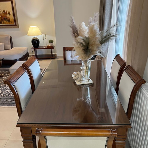 Dining table 1.65x0.90 with glass like new