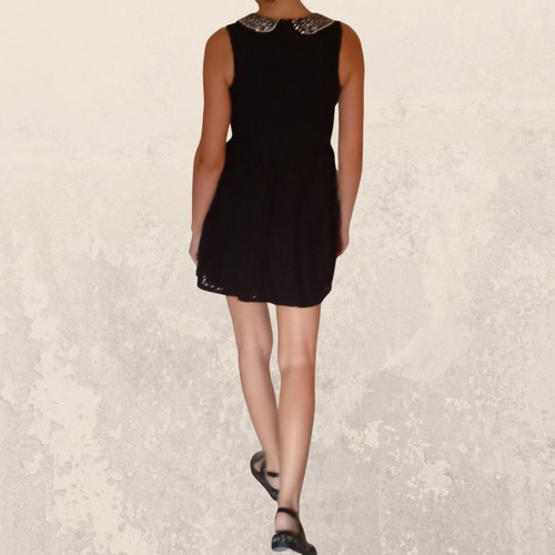 Black lace dress Clockhouse used with pearl and rhinestone collar