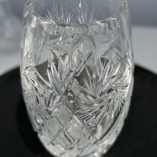 Crystal liqueur glass set and vase used