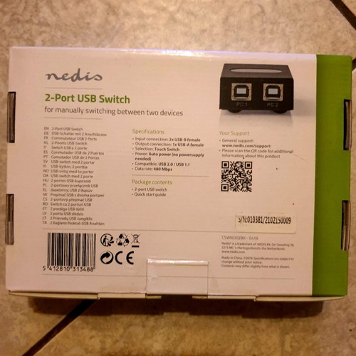 USB Switch 2 USB B to 1 USB A new