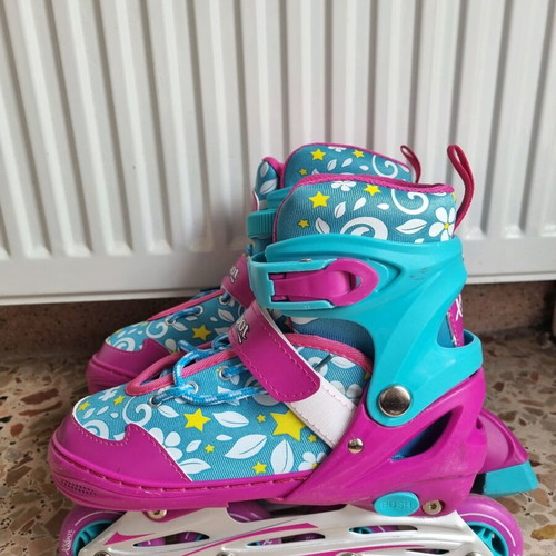 Roller skates used, size 34-37, fuchsia and turquoise for girls