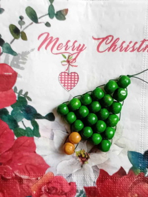 Christmas decoration handmade wood, set of 6 pieces