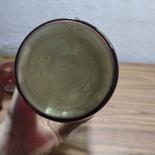 Vintage Two-Tone Glass Set with Pitcher and 4 Glasses like new