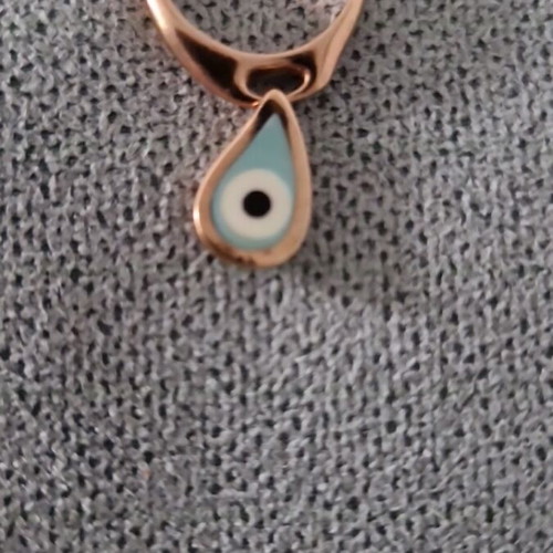 Very Gavello K9 gold ring with eye, size 51, turquoise and gold