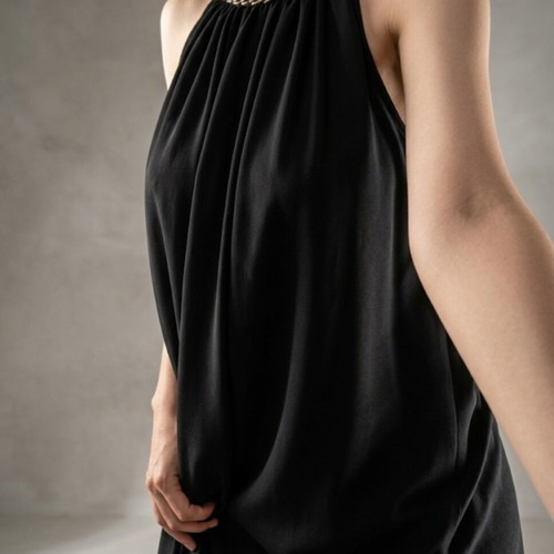Halter Neck Dress new, black with gold detail
