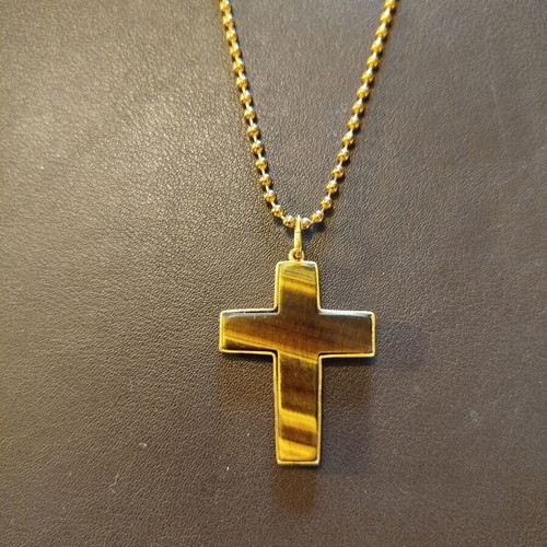 Tiger's Eye cross set with earrings like new