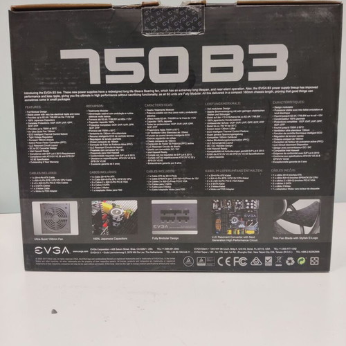 EVGA 750 B3 power supply 750W 80+ Bronze full modular like new