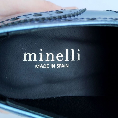 Minelli Lyssa shiny blue leather brogue shoes size 36