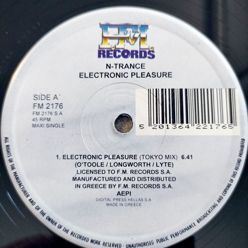 N-Trance Electronic Pleasure 12'' Vinyl Maxi Single used, electronic