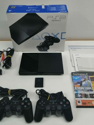 Κονσόλα Playstation 2 Slim SCPH-90004 σαν καινούργιο με 2 χειριστήρια και 6 παιχνίδια