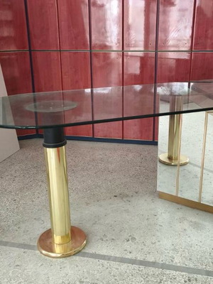 Glass desk like new with storage space and metal base