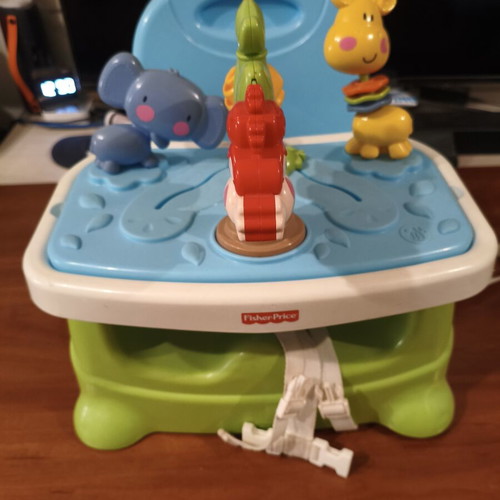 Fisher Price chair feeding seat used with adjustable tray and toys