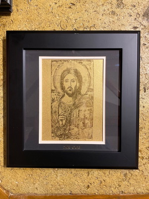 24K Gold Leaf of Christ in Wood Carved Frame