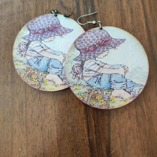 Wooden earrings used, very light