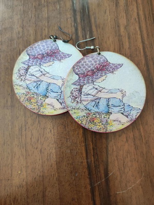 Wooden earrings used, very light