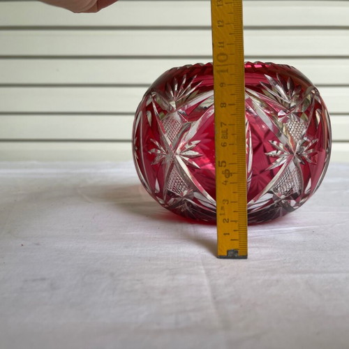 Saint-Louis crystal vase used, red antique