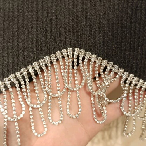 Zara crop top new with rhinestones gray, size S