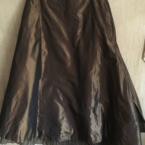 Vintage Eva&Claudi skirt, brown, asymmetrical with pleated lining, size M/38