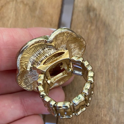 Faux ring pink with zircons and gold details new