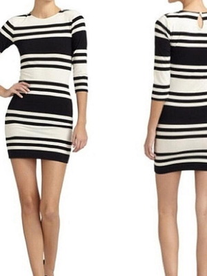 French Connection striped mini dress new, size M, black and white