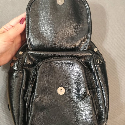 Black faux leather backpack like new with studs
