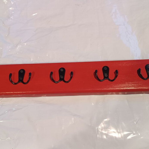 Handmade wooden coat rack 50 cm, new, with 5 double hooks