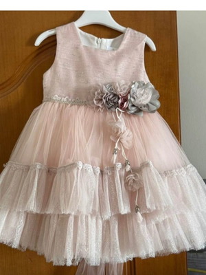 Alice baptism dress like new, gray and pink, size 98 cm