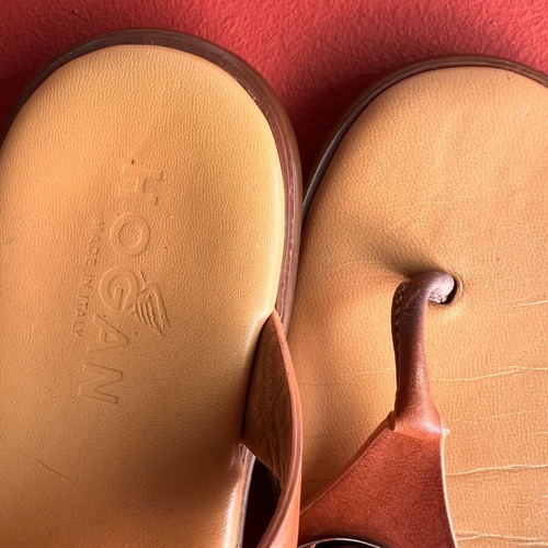 Hogan leather sandals used, beige and brown, size 39
