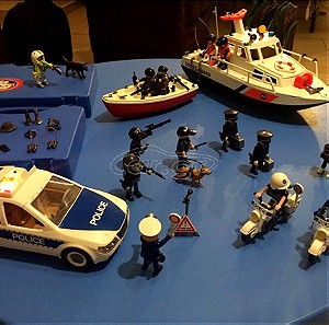 Playmobil 2 καράβια λιμενικού, περιπολικό, μοτοσυκλέτες, αστυνόμοι, κλέφτες.