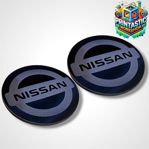 Nissan 69mm Gloss Black Plexiglass Cup Holder Covers new set of 2