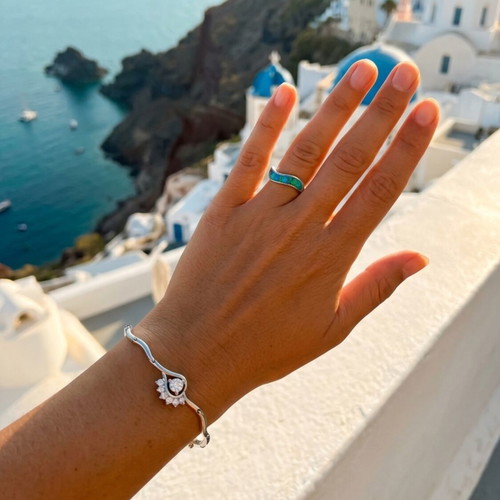 Bracelet and ring set with opal, 925 silver, like new