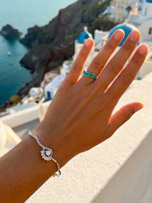 Bracelet and ring set with opal, 925 silver, like new