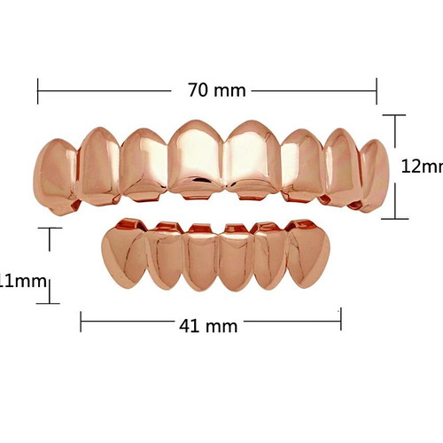 Hip Hop Grillz 8 Set Rose Stainless Steel New