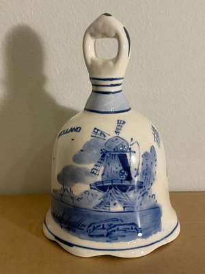 Vintage Delft Blue Bell Handpainted Porcelain with Windmill
