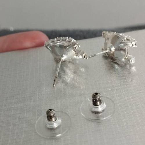 Evening jewelry set necklace-lariat and earrings with strass, new, silver-tone