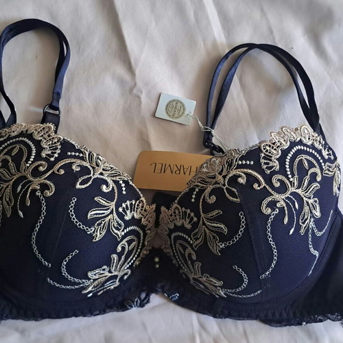 Lise Charmel bra new size EUR 75D with Swarovski crystals beige and blue