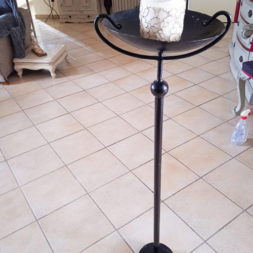 Candle holder used, black, height 1.07 m