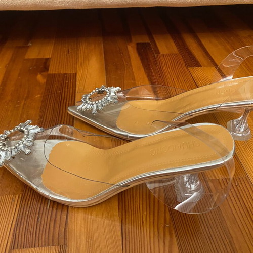 Pumps with Transparent Heel Size 38 New Silver