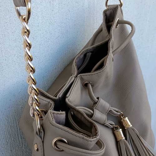 Atmosphere shoulder bag used, beige, synthetic leather