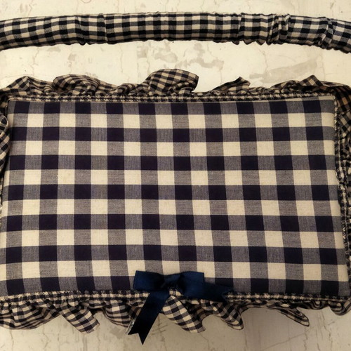 Large Sewing Box with Cotton Checked Fabric