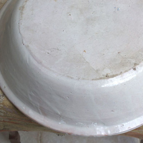 Large used Laterza ceramic dish from Puglia, Italy 1800s